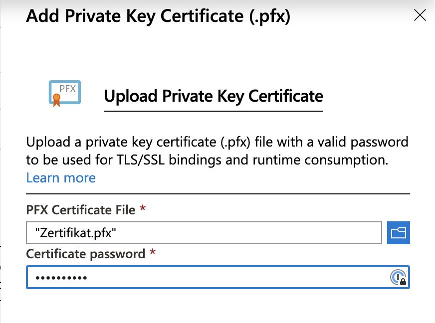Add Private Key Certificate.pfx