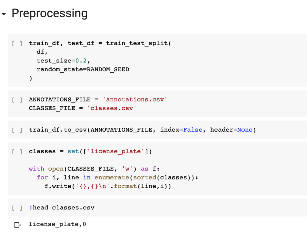 preprocessing code
